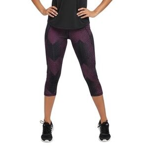 Calvin Klein Performance Purple Black Chevron Mesh Logo Crop Leggings Size Small